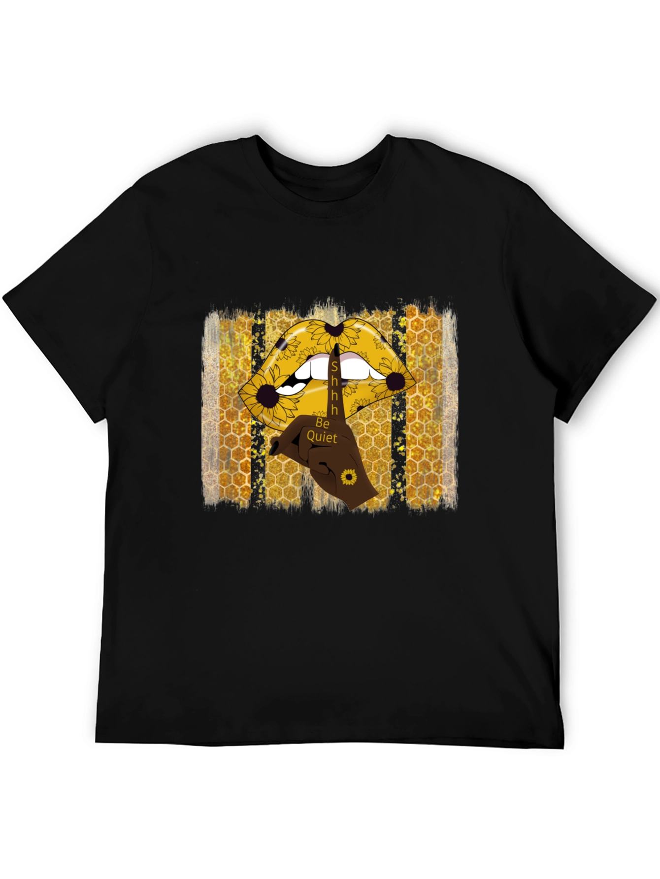 Shhh Be Quiet Sunflower Lips Graphic Tee