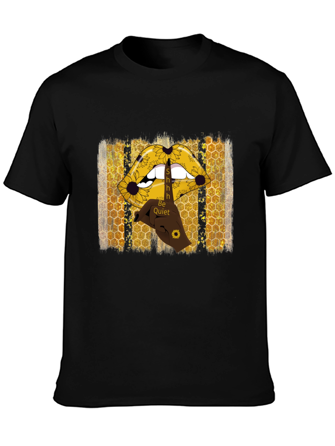 Shhh Be Quiet Sunflower Lips Graphic Tee