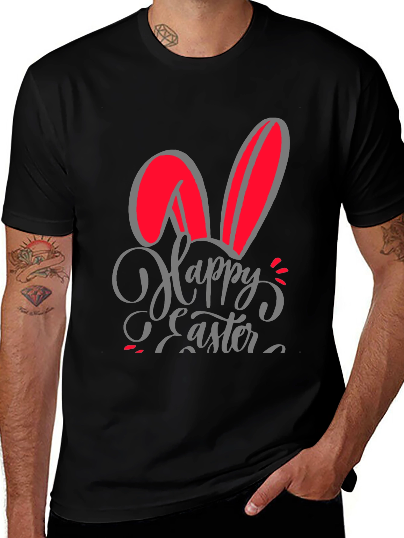 Happy Easter Bunny Ears Graphic T-Shirt