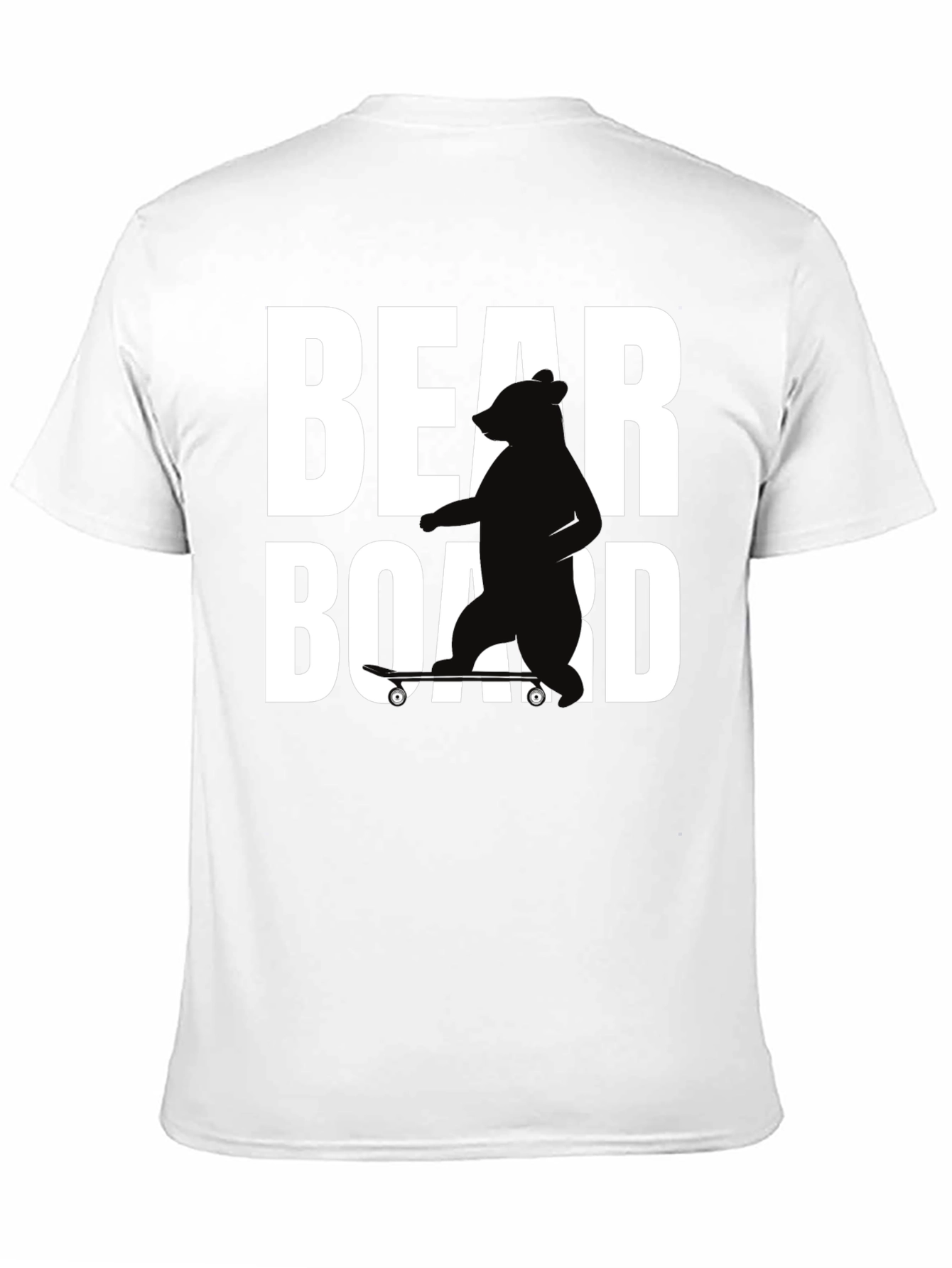Bear on Skateboard Graphic Tee - Black Cotton T-Shirt