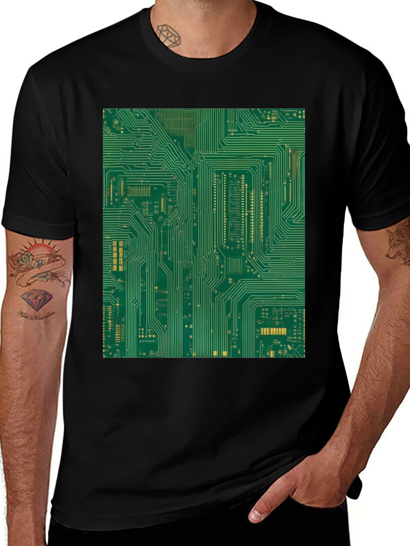 Circuit Board Graphic Tee - Black