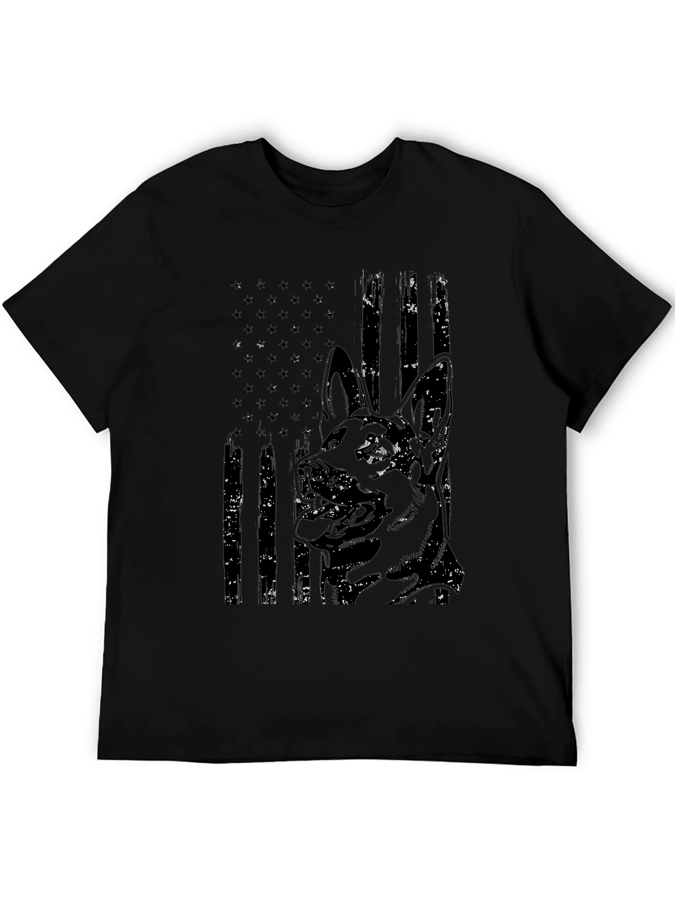 Distressed German Shepherd American Flag T-Shirt