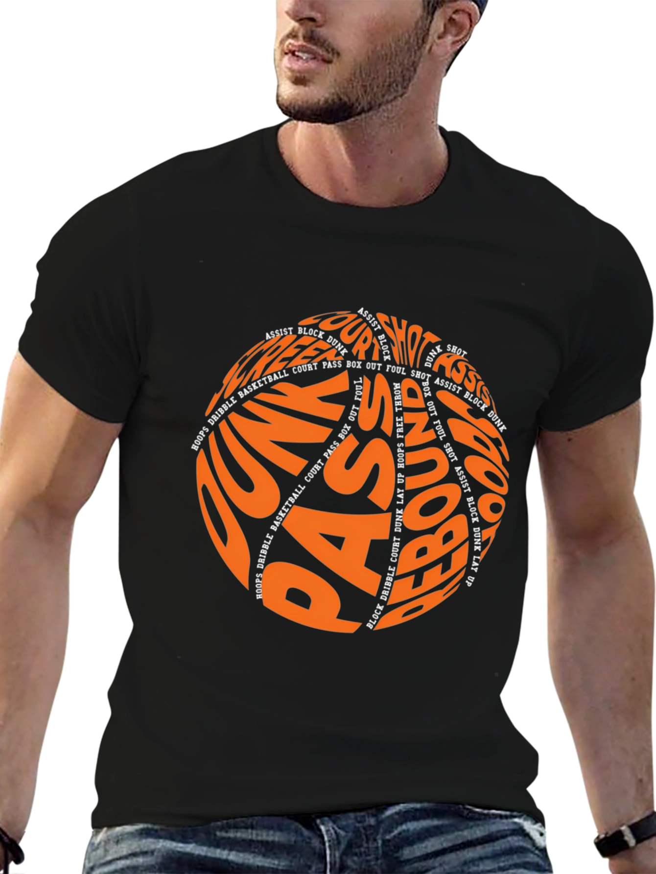 Basketball Word Art Graphic T-Shirt
