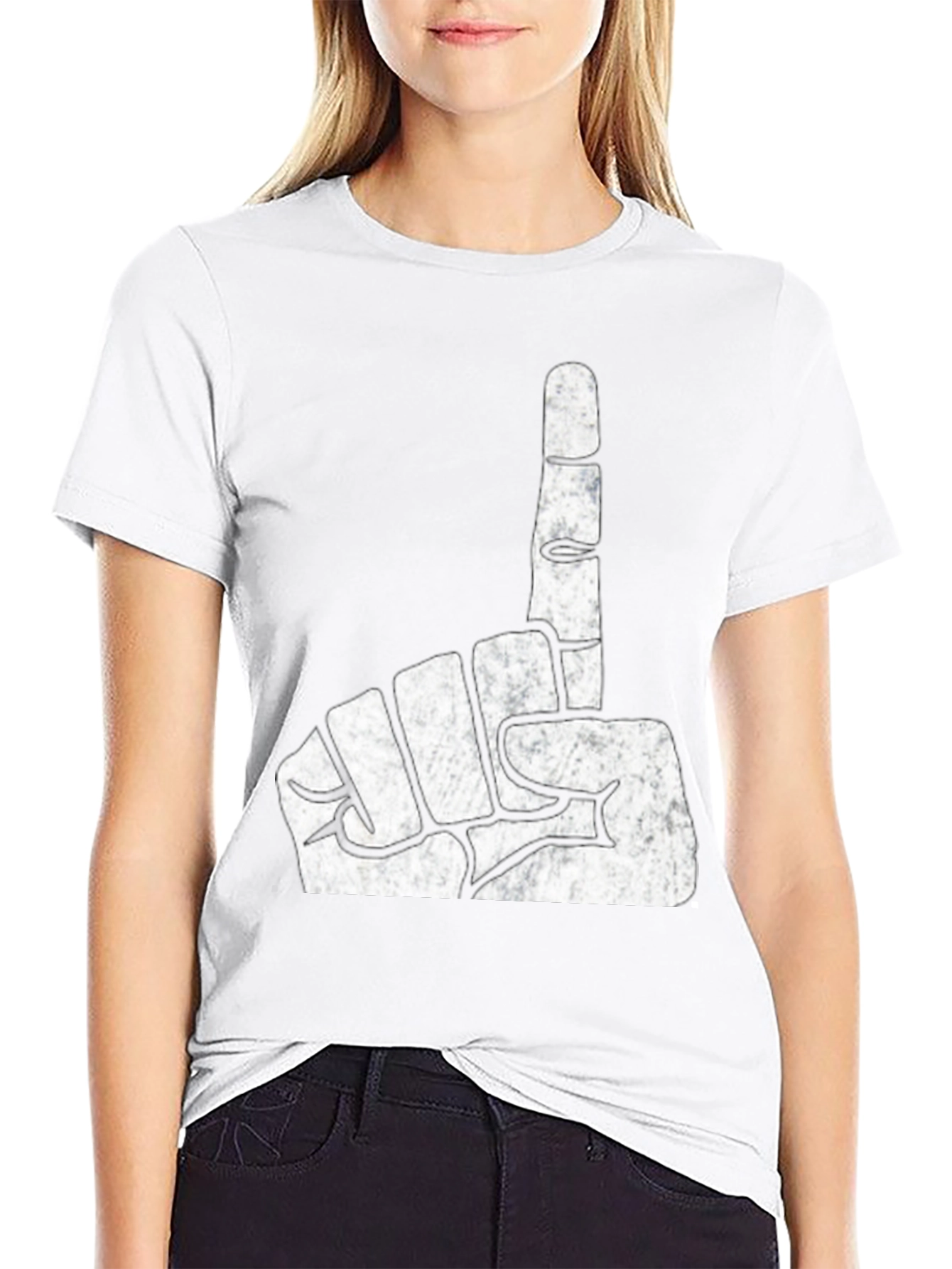 One Finger Gesture Graphic T-Shirt
