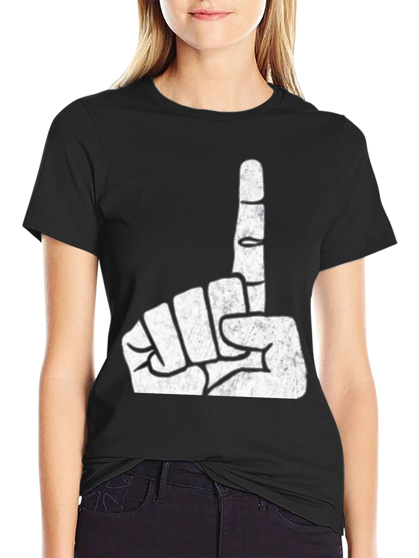 One Finger Gesture Graphic T-Shirt