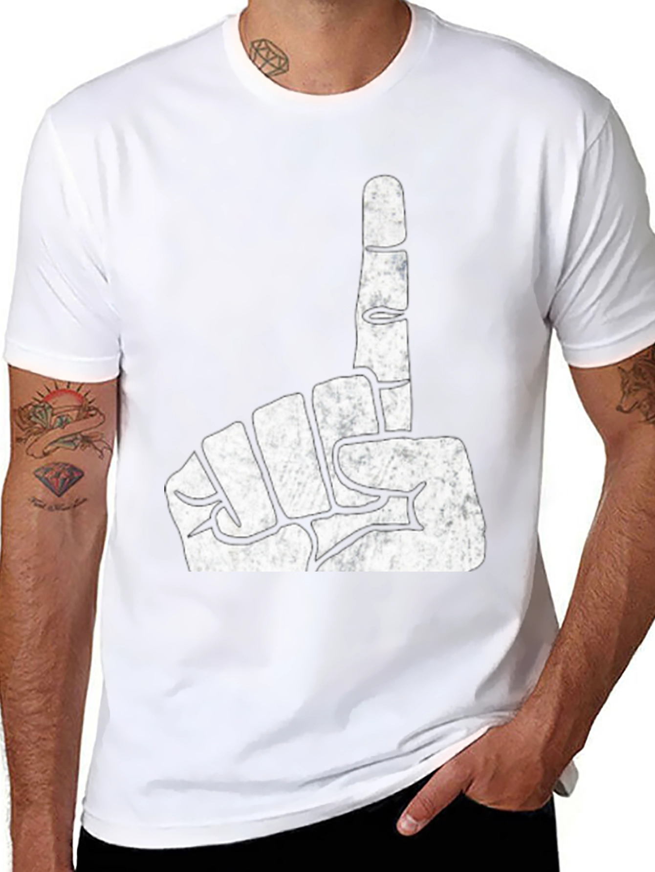 One Finger Gesture Graphic T-Shirt
