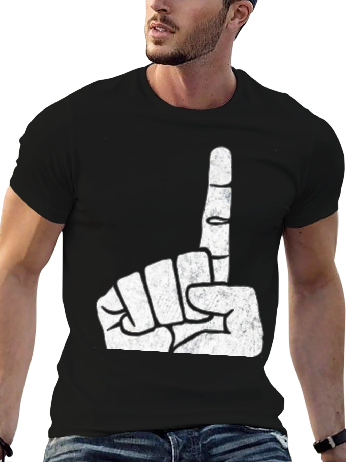 One Finger Gesture Graphic T-Shirt