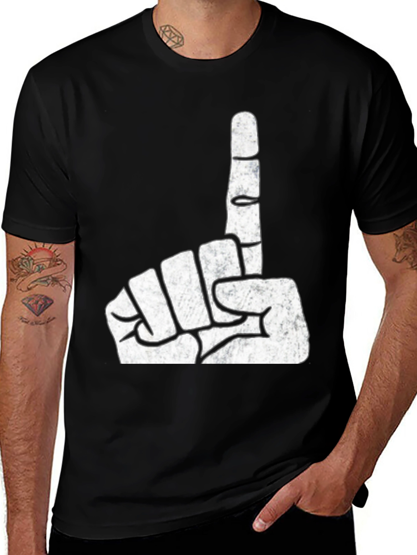 One Finger Gesture Graphic T-Shirt