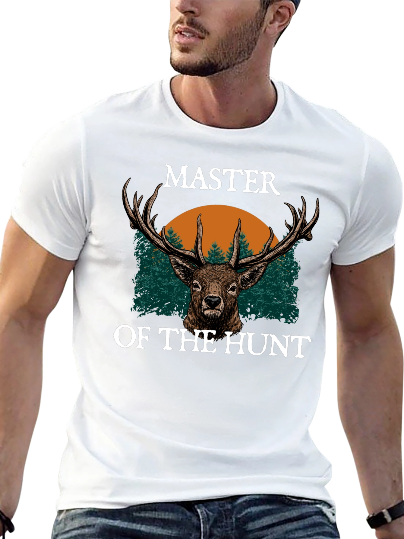 Master of the Hunt Black T-Shirt - Deer Design