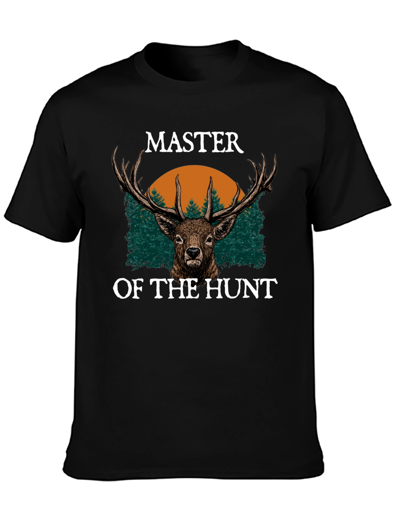 Master of the Hunt Black T-Shirt - Deer Design