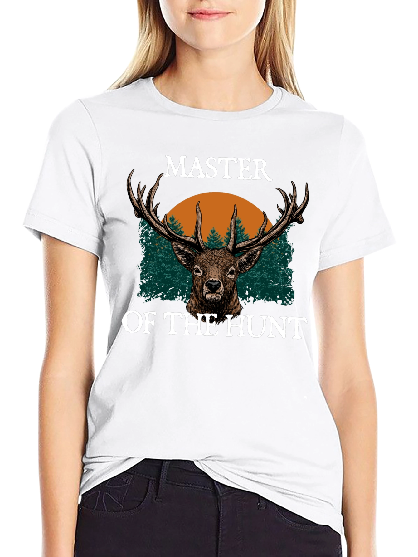 Master of the Hunt Black T-Shirt - Deer Design