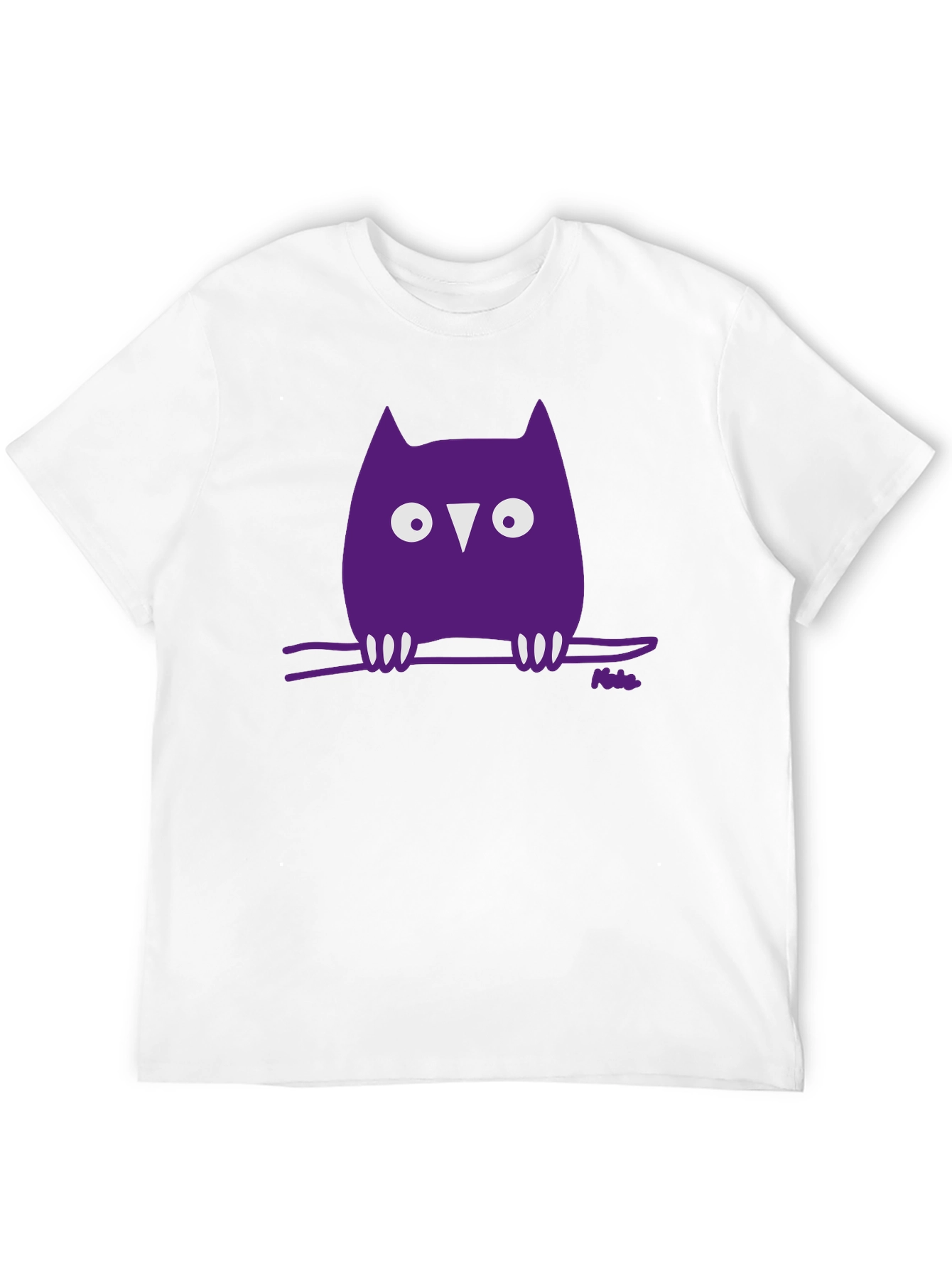 Whimsical Owl Graphic Tee - Black Cotton Blend