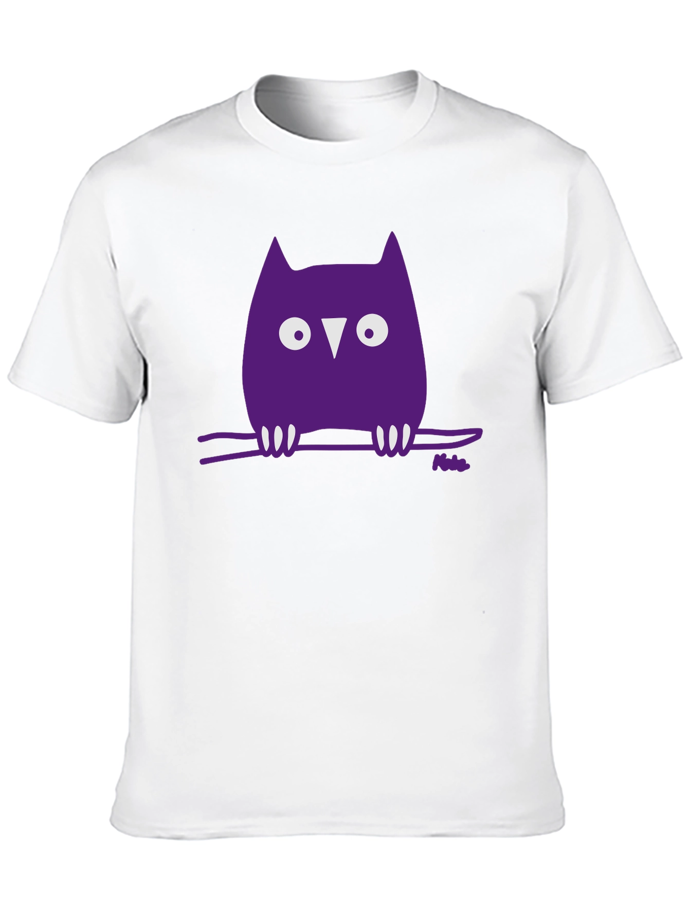 Whimsical Owl Graphic Tee - Black Cotton Blend