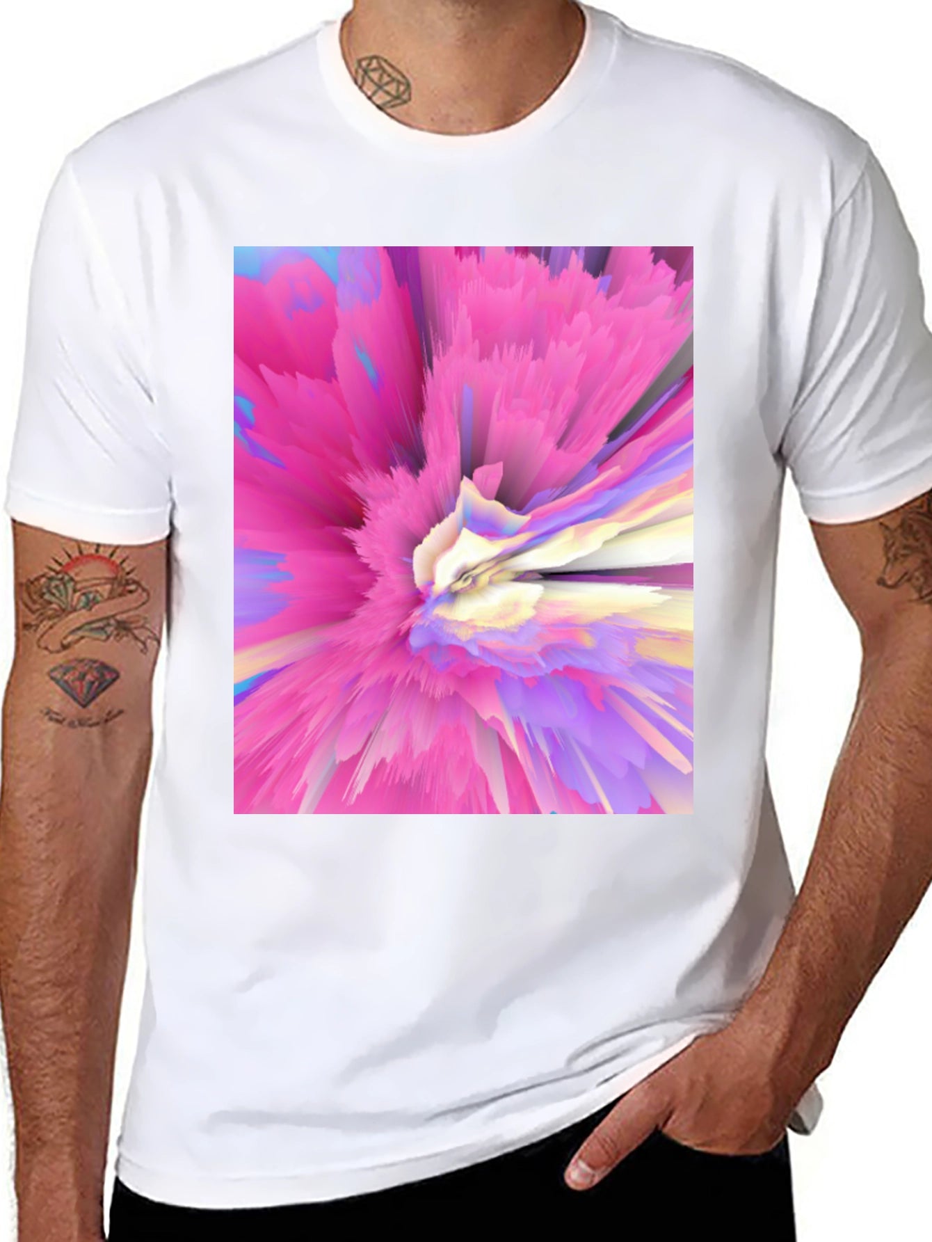 Abstract Pink Burst Graphic Tee