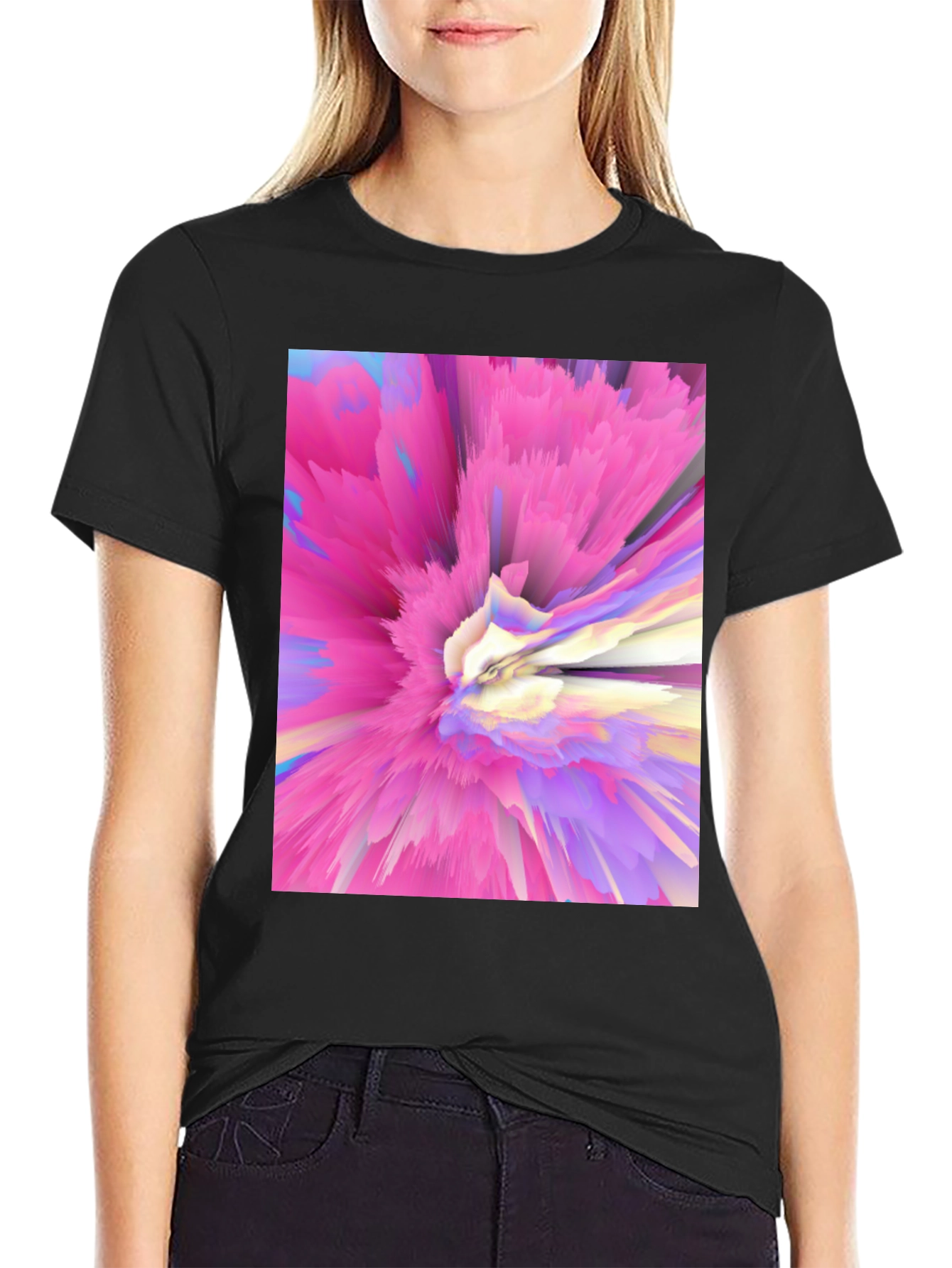 Abstract Pink Burst Graphic Tee