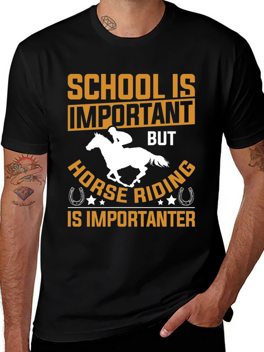 Funny Horse Riding T-Shirt - School vs Horses Tee
