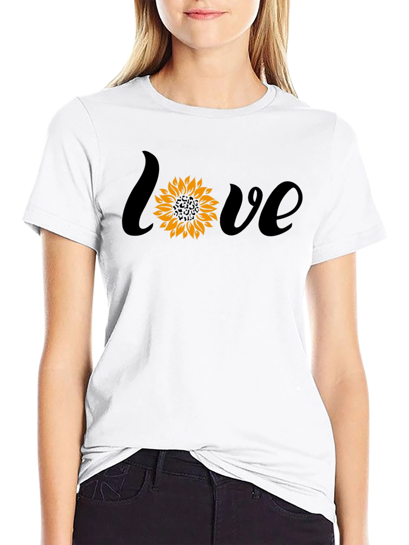 Sunflower Love Graphic Tee - Black Cotton Blend