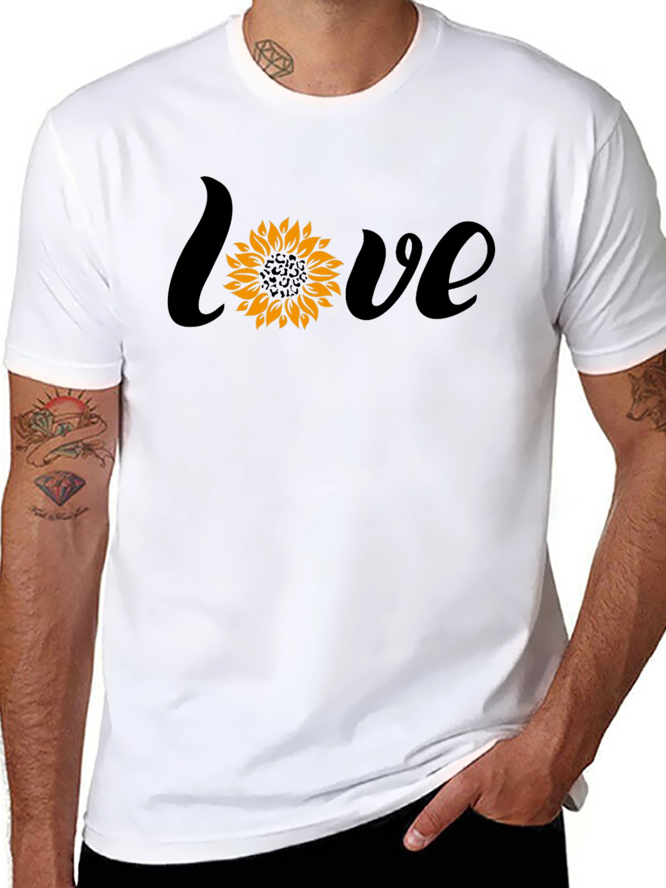 Sunflower Love Graphic Tee - Black Cotton Blend