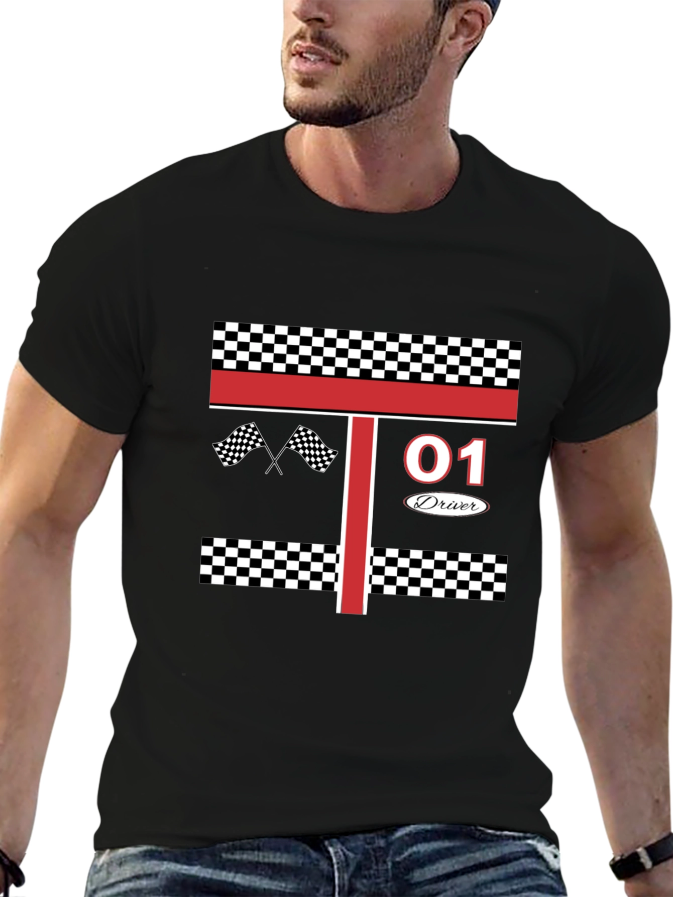 Racing Driver #01 T-Shirt: Black Racing Tee