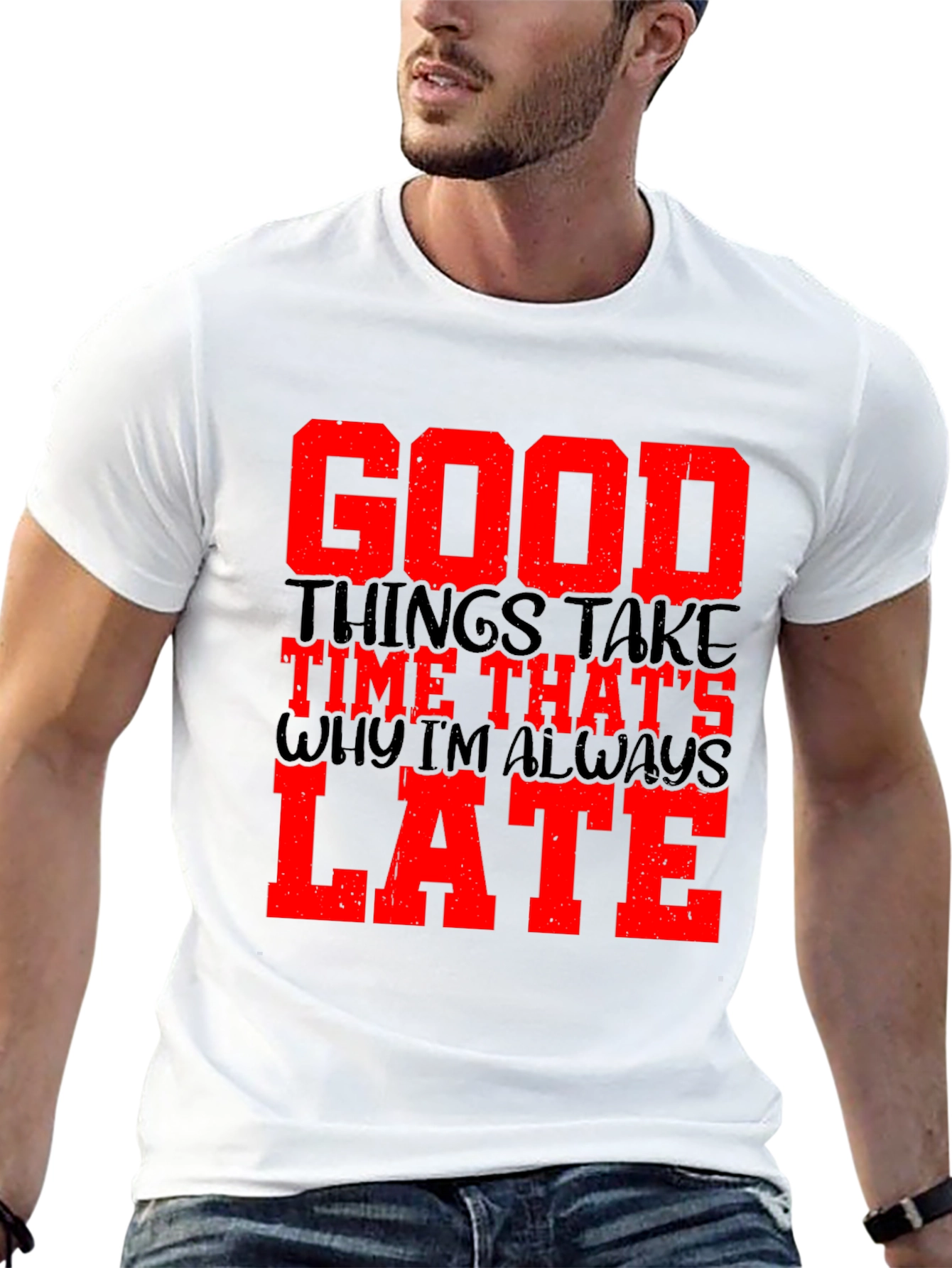 Good Things Take Time Mens Black Graphic Tee