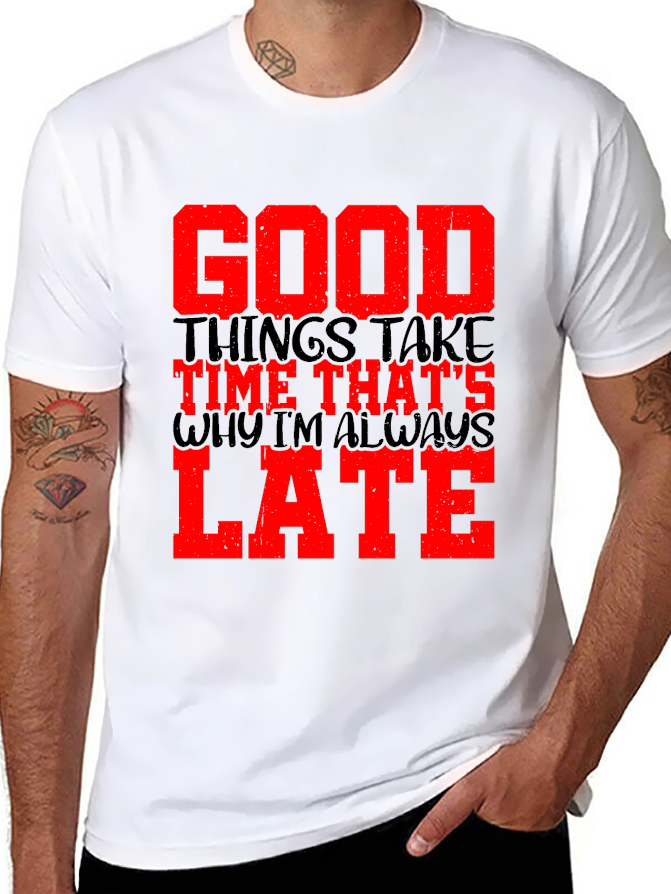 Good Things Take Time Mens Black Graphic Tee