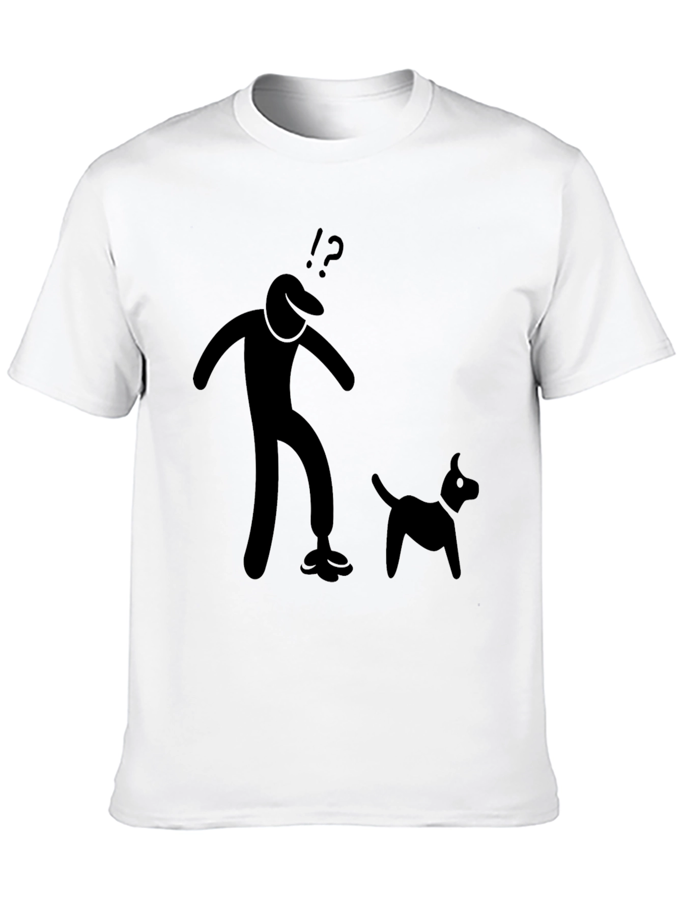 Mens Black T-Shirt with Stick Figure Design