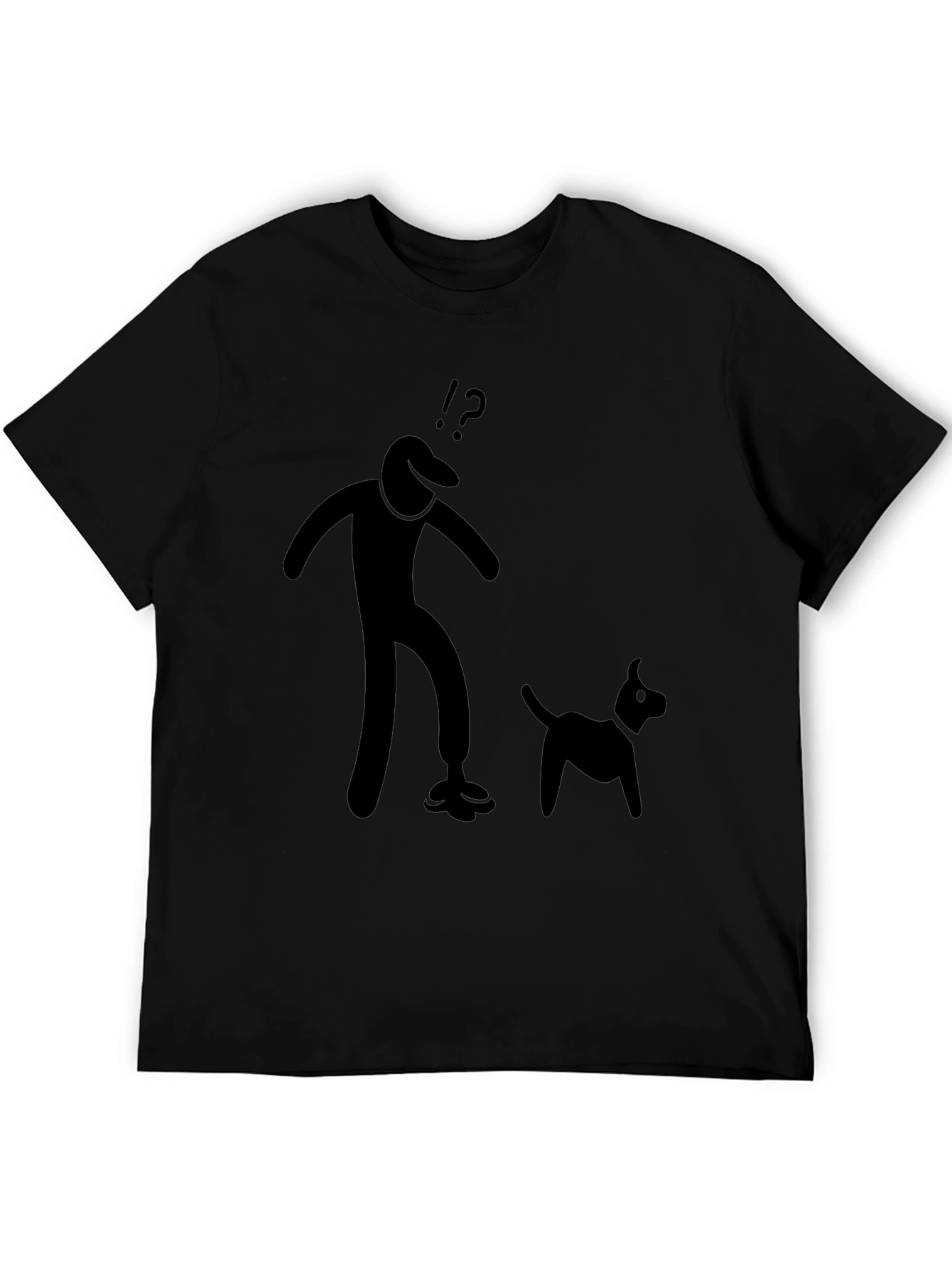 Mens Black T-Shirt with Stick Figure Design