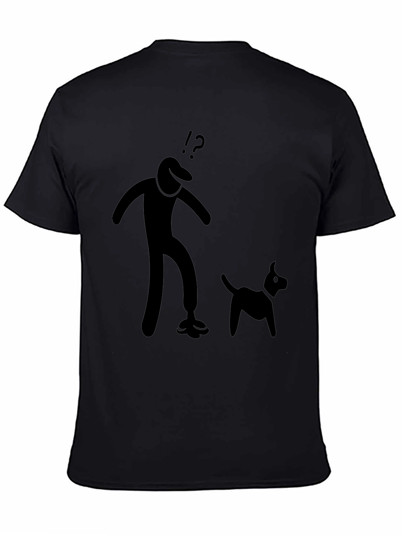 Mens Black T-Shirt with Stick Figure Design