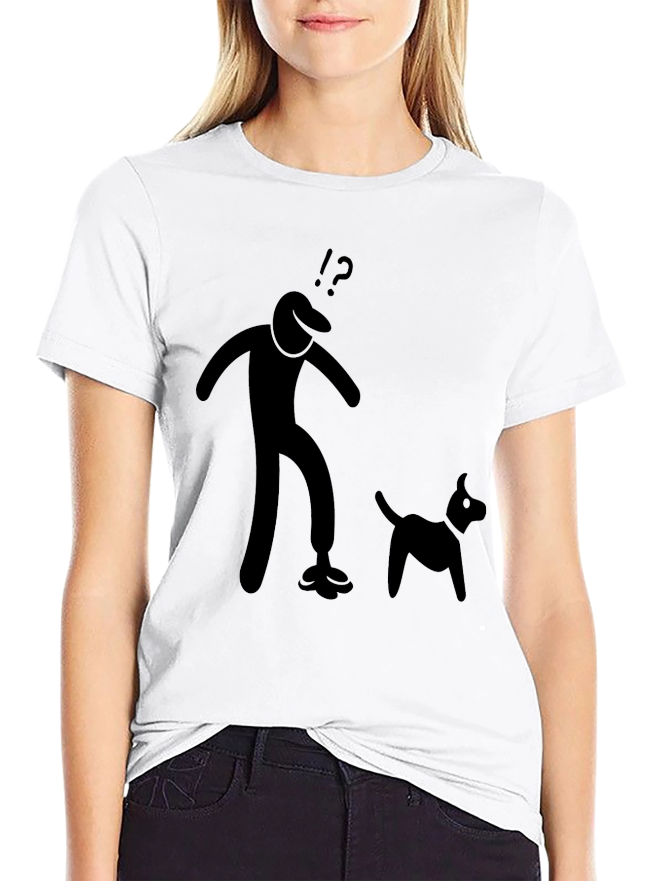 Mens Black T-Shirt with Stick Figure Design