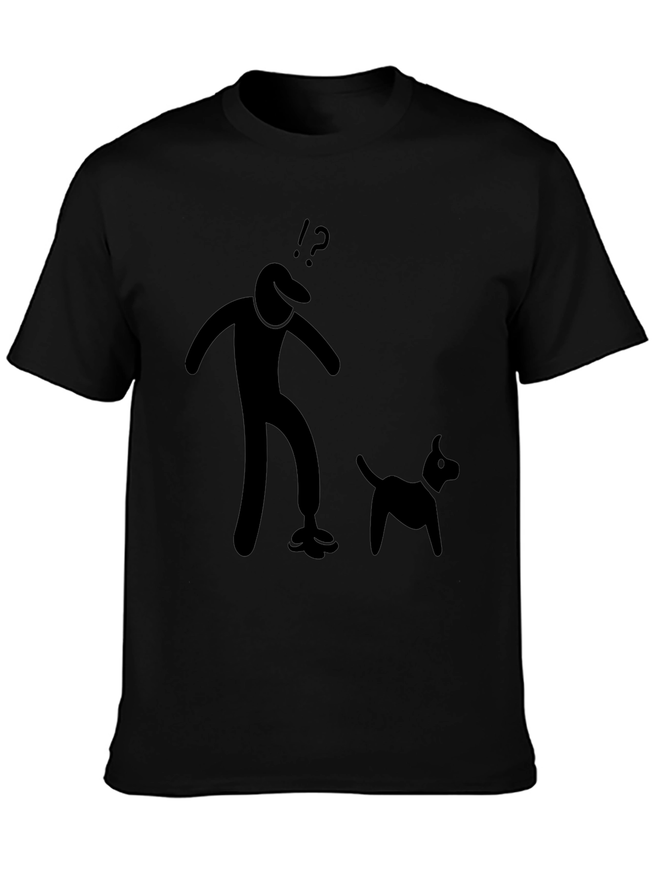 Mens Black T-Shirt with Stick Figure Design