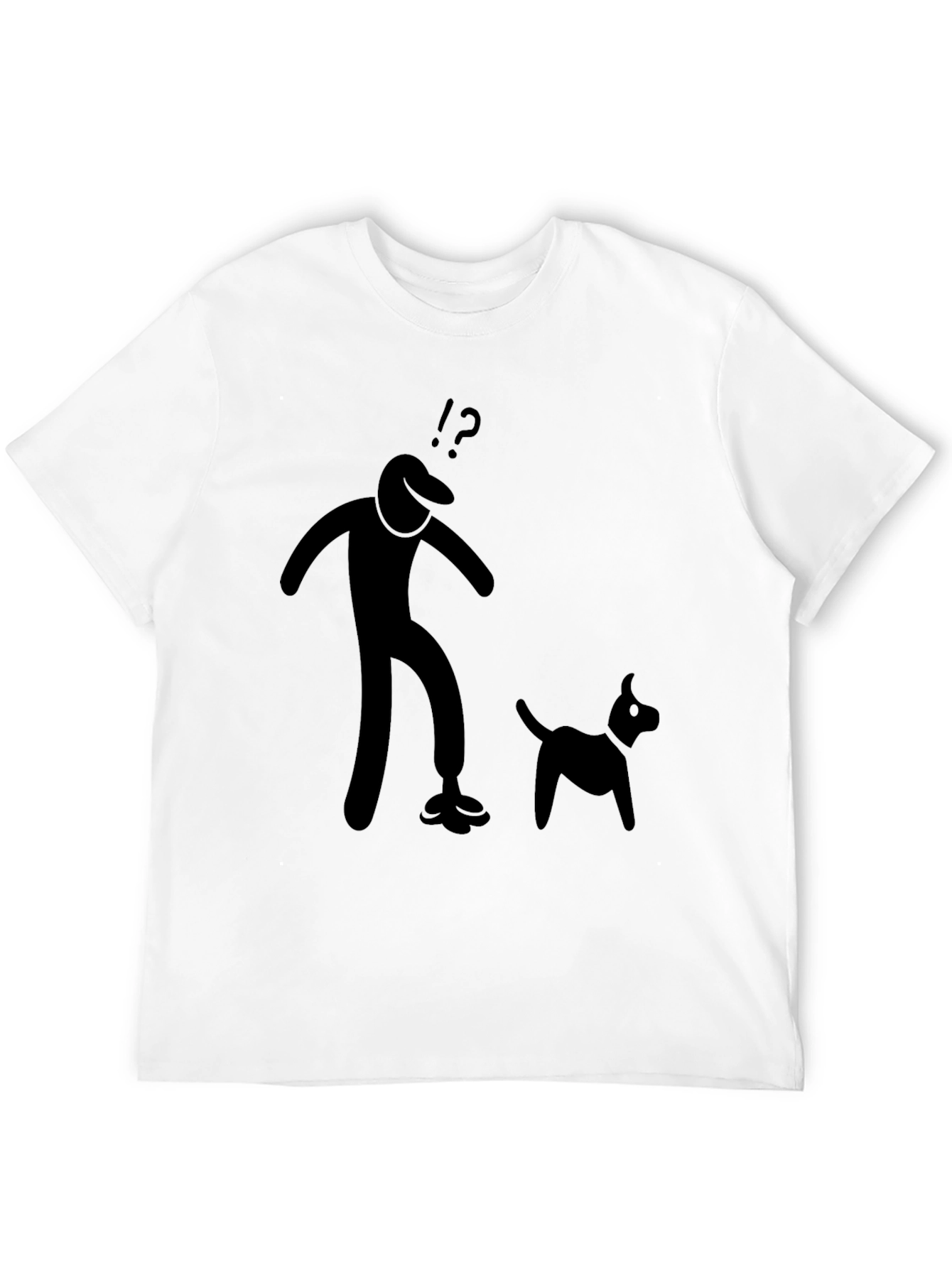 Mens Black T-Shirt with Stick Figure Design