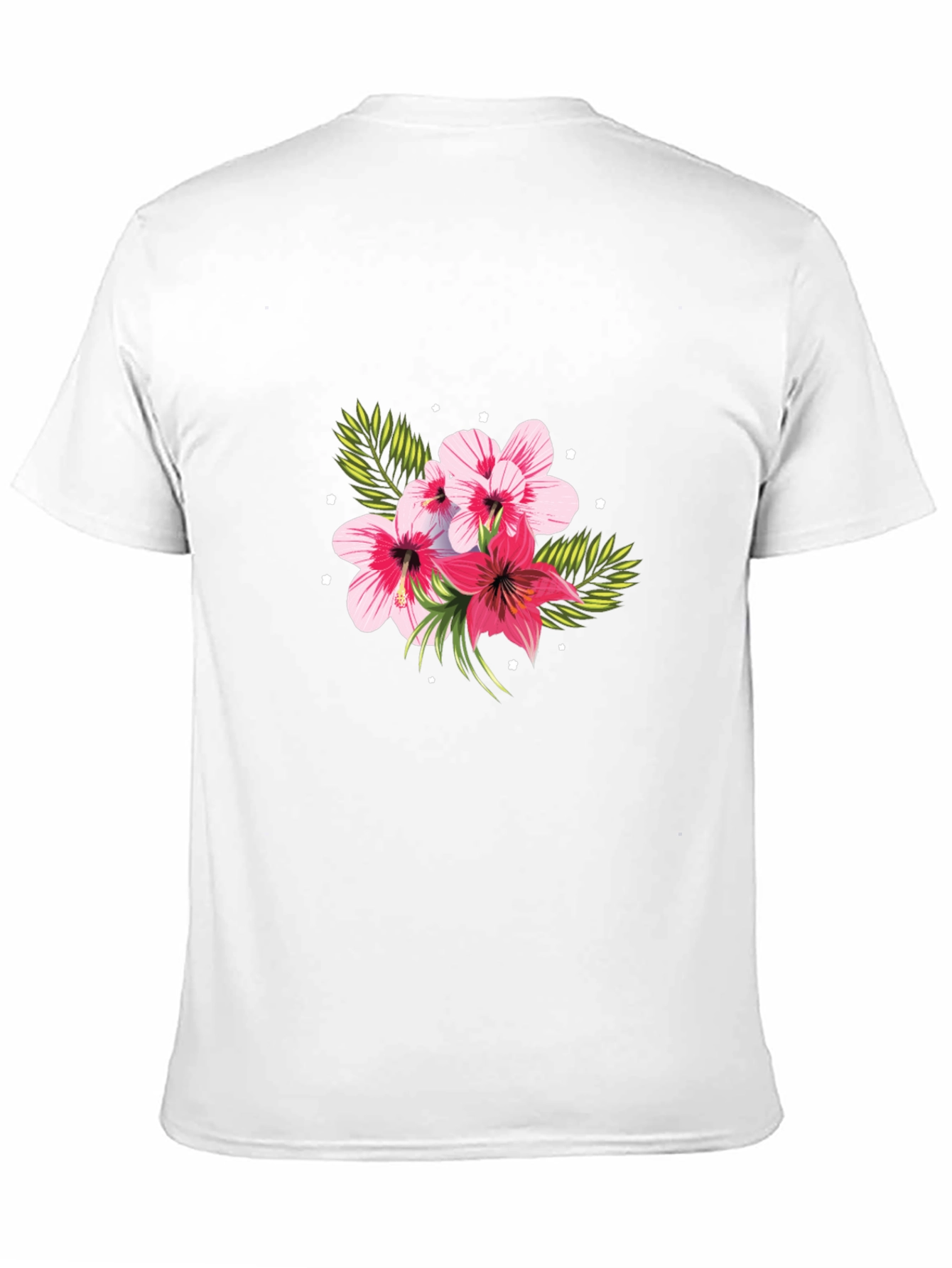 Floral Print Black T-Shirt - Tropical Hibiscus Design