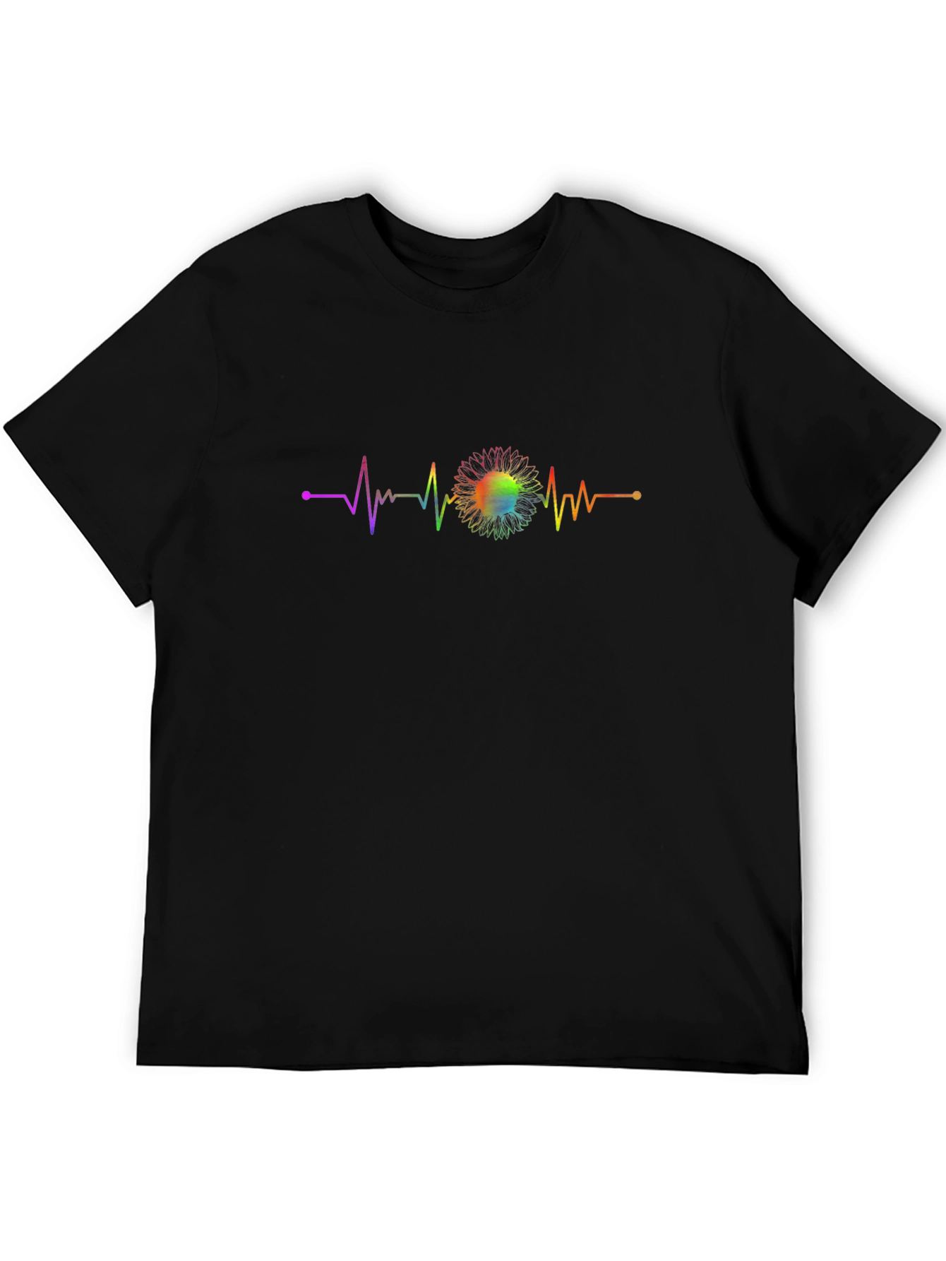 Rainbow Sunflower Heartbeat T-Shirt
