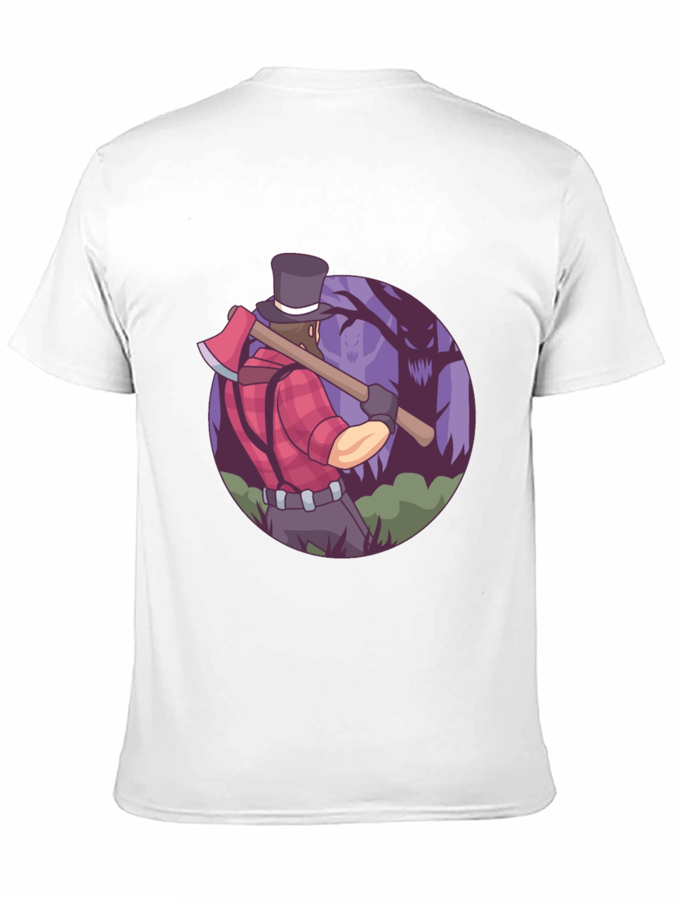Lumberjack T-Shirt - Axe & Spooky Forest Design