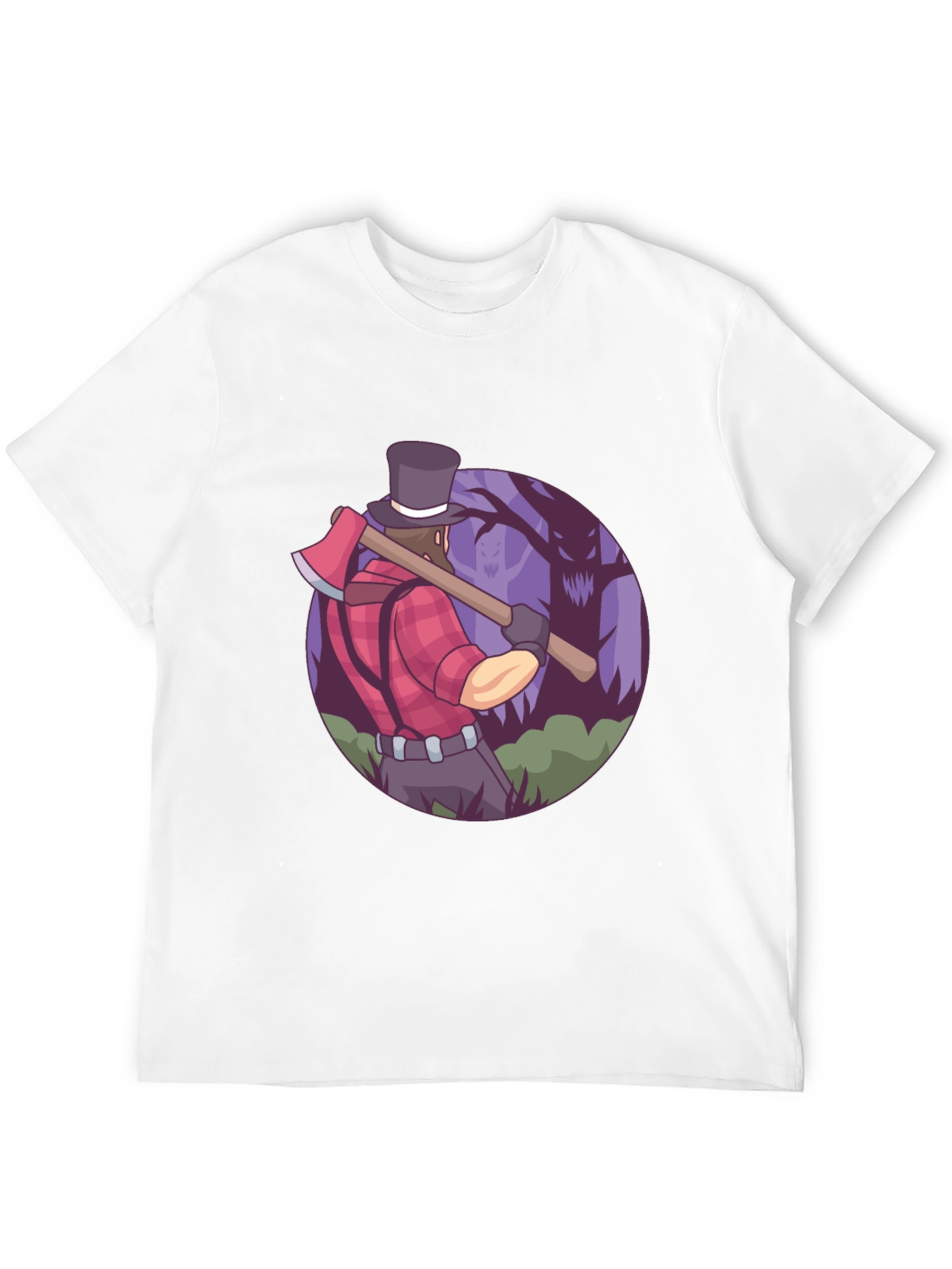 Lumberjack T-Shirt - Axe & Spooky Forest Design