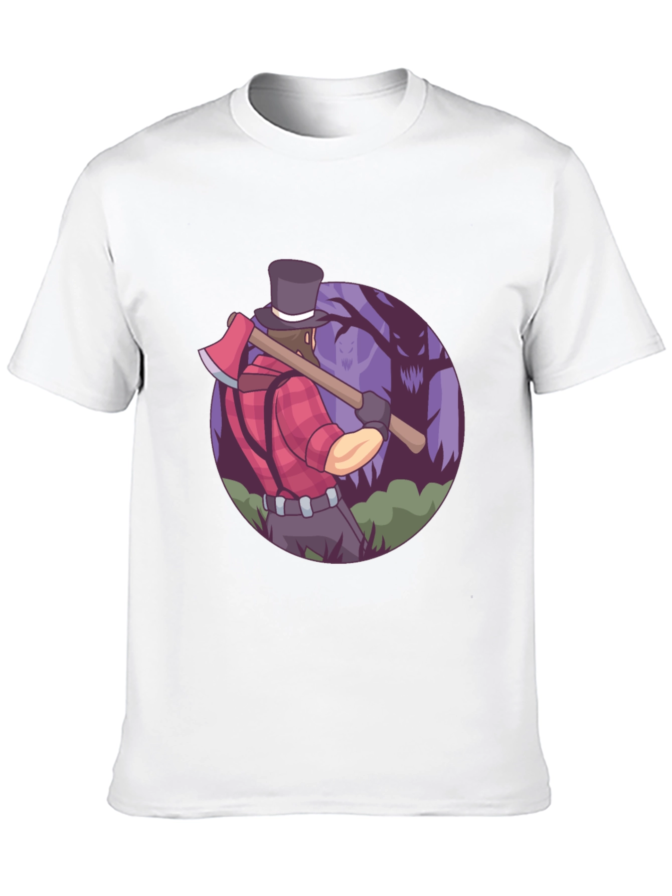 Lumberjack T-Shirt - Axe & Spooky Forest Design