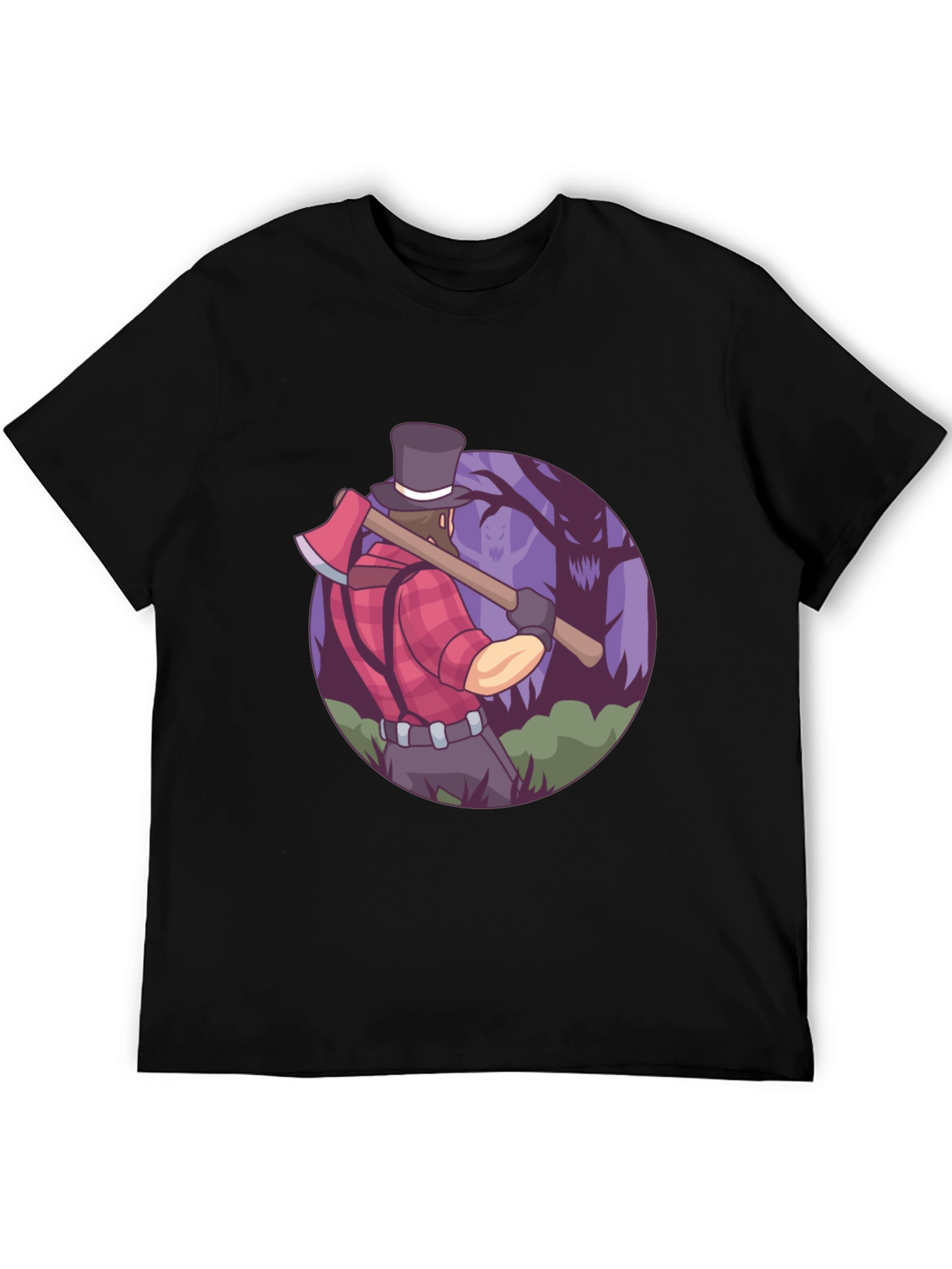 Lumberjack T-Shirt - Axe & Spooky Forest Design