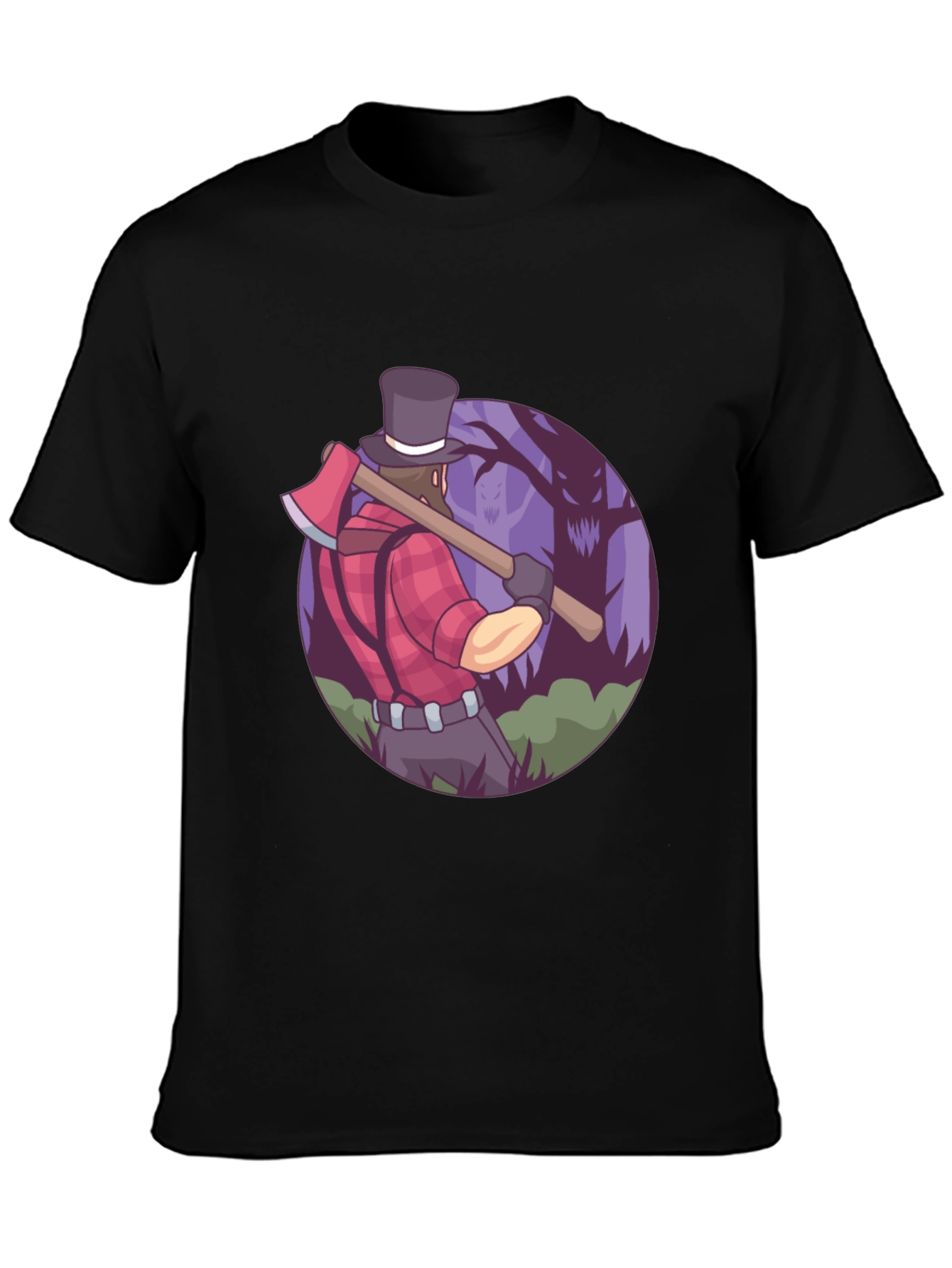 Lumberjack T-Shirt - Axe & Spooky Forest Design