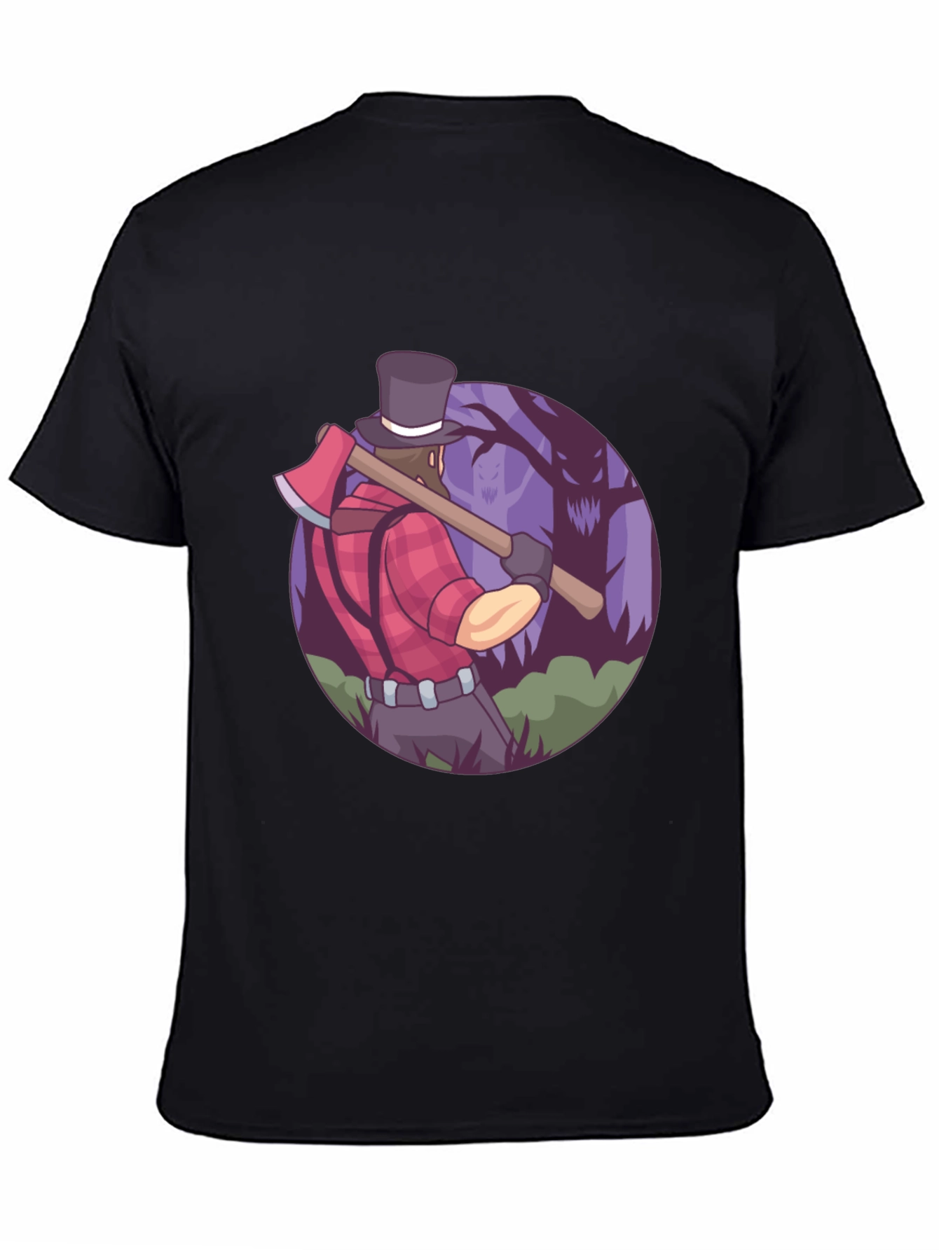 Lumberjack T-Shirt - Axe & Spooky Forest Design