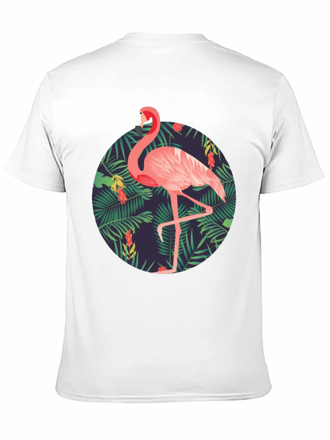 Tropical Flamingo Graphic Tee - Mens Black T-Shirt
