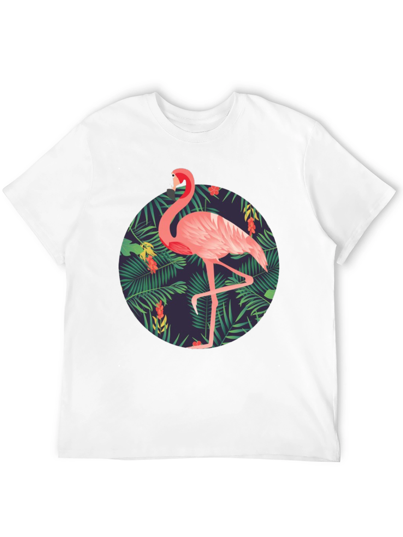 Tropical Flamingo Graphic Tee - Mens Black T-Shirt