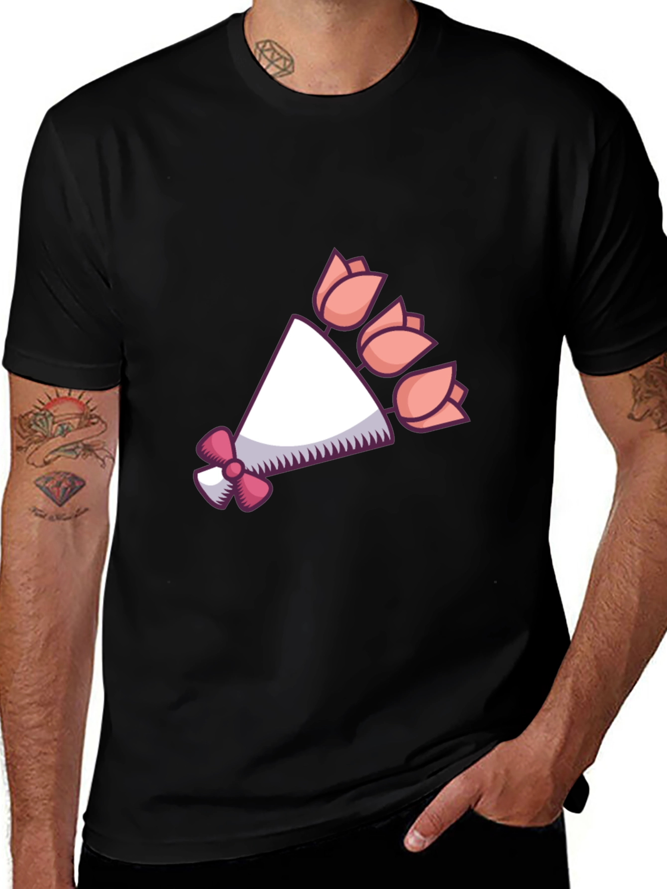 Floral Bouquet Graphic Tee - Black