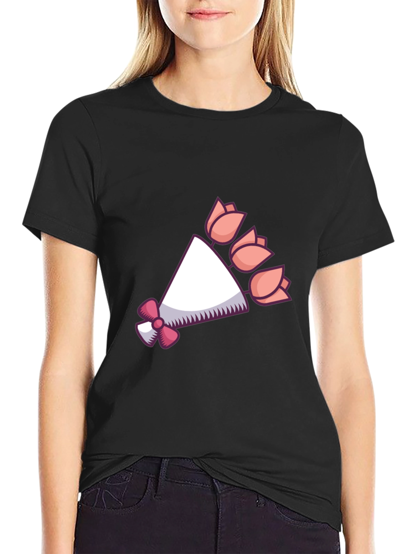 Floral Bouquet Graphic Tee - Black