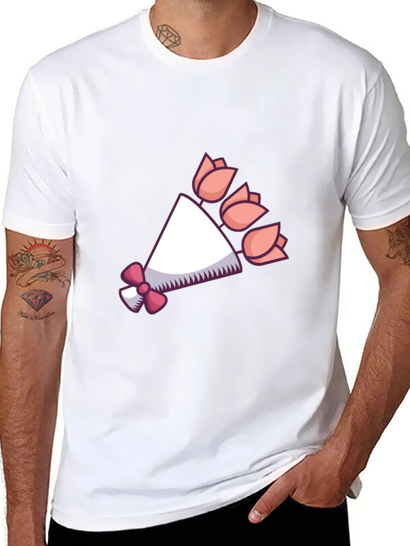 Floral Bouquet Graphic Tee - Black