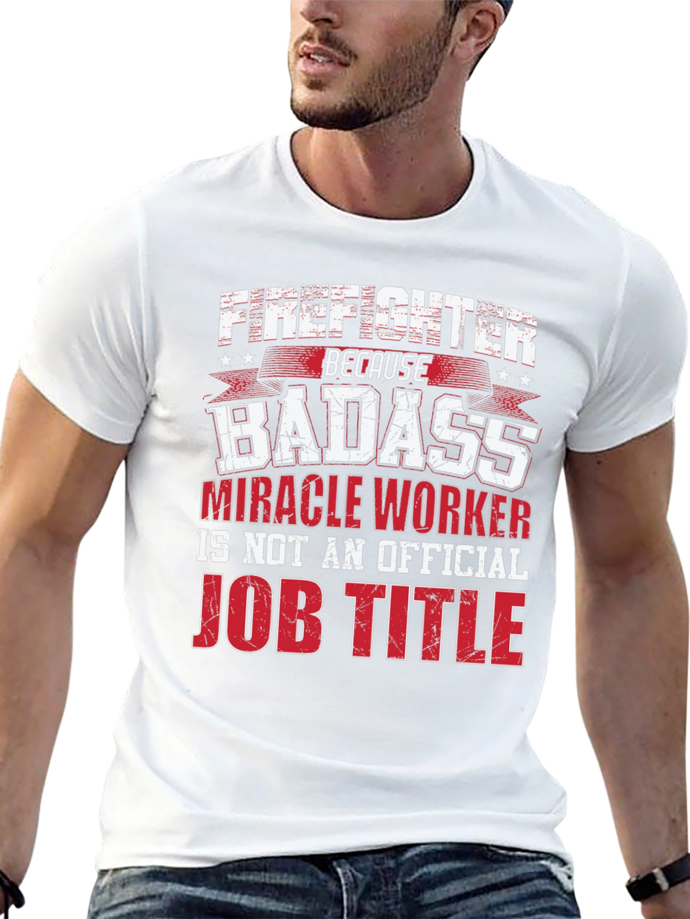 Firefighter Badass Job Title Black T-Shirt