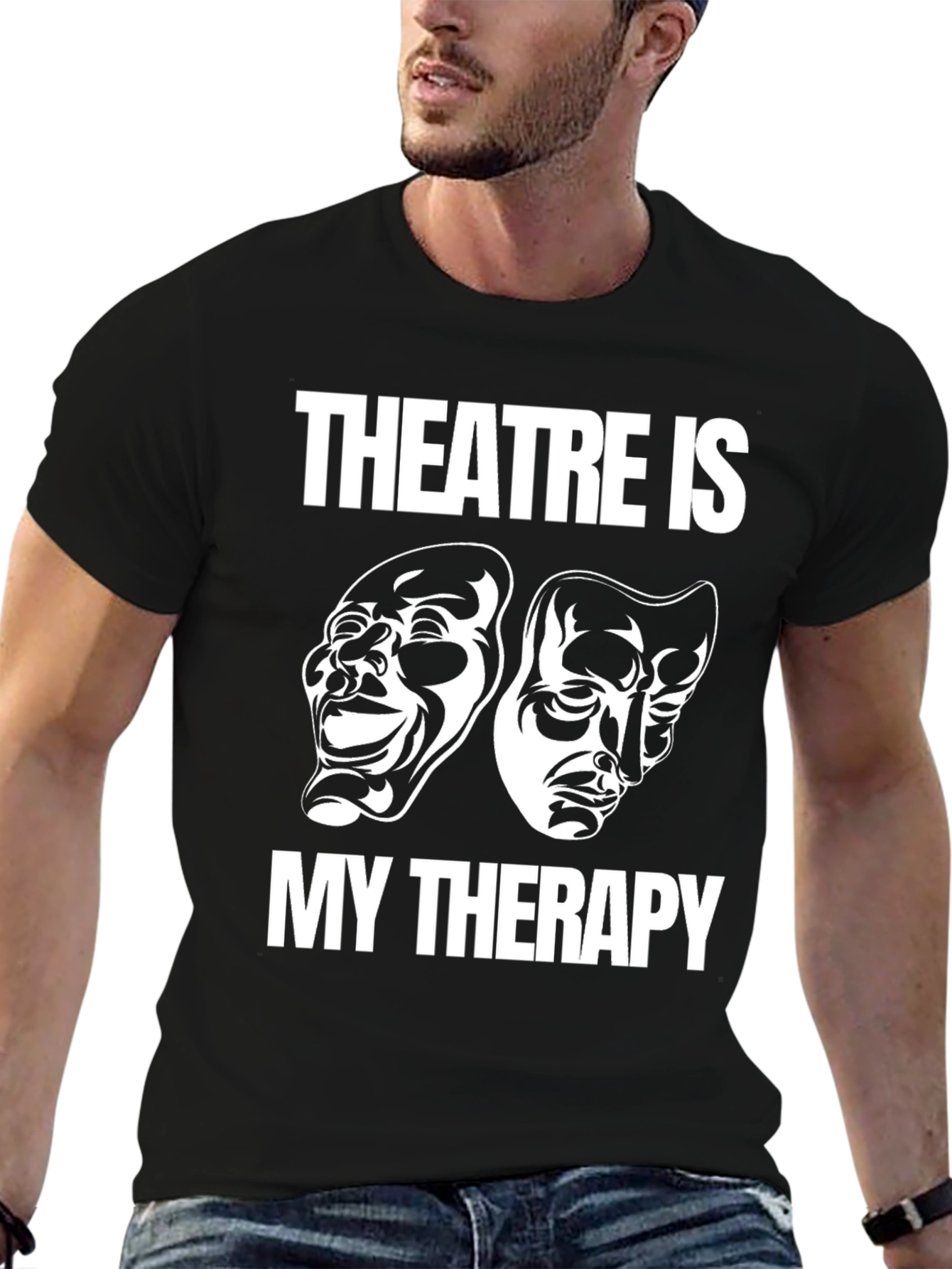 Theatre Is My Therapy Black Graphic T-Shirt