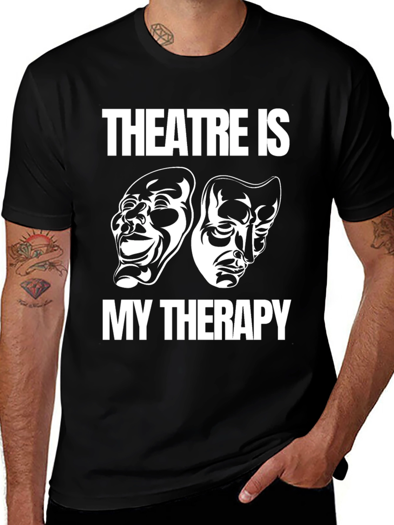 Theatre Is My Therapy Black Graphic T-Shirt