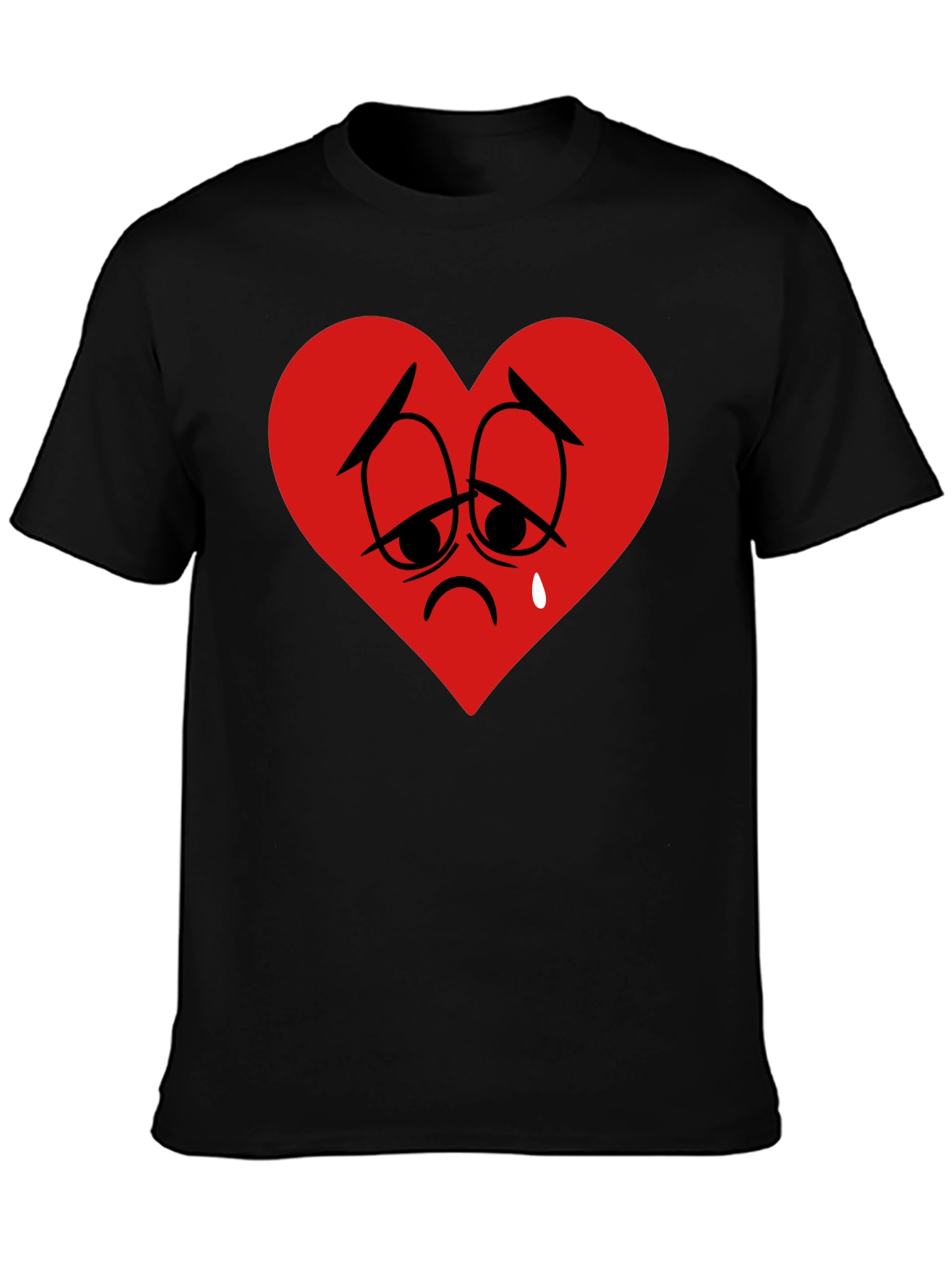 Sad Heart Graphic Black T-Shirt