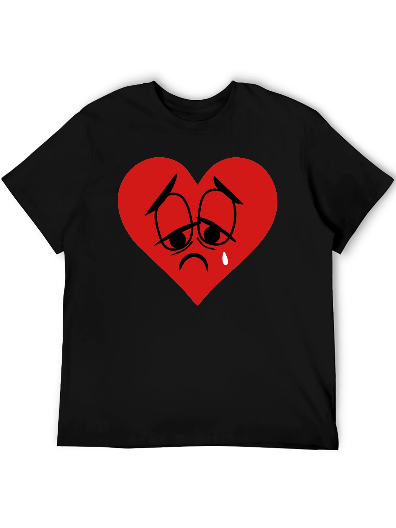 Sad Heart Graphic Black T-Shirt