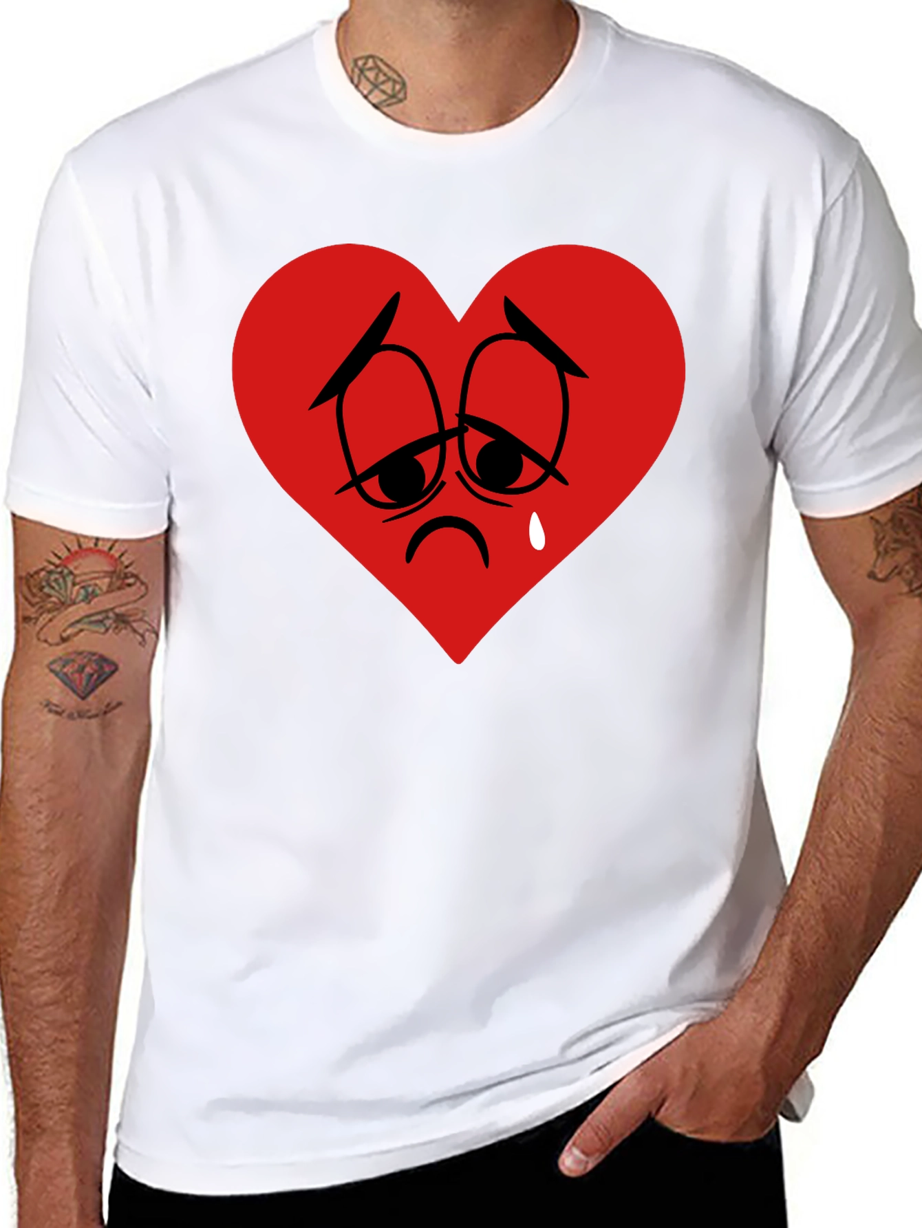 Sad Heart Graphic Black T-Shirt